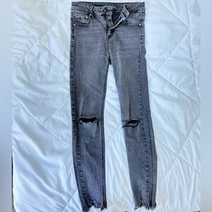 Black Denim Wild Fable Woman’s Skinny Jean with Fringes along the bottom